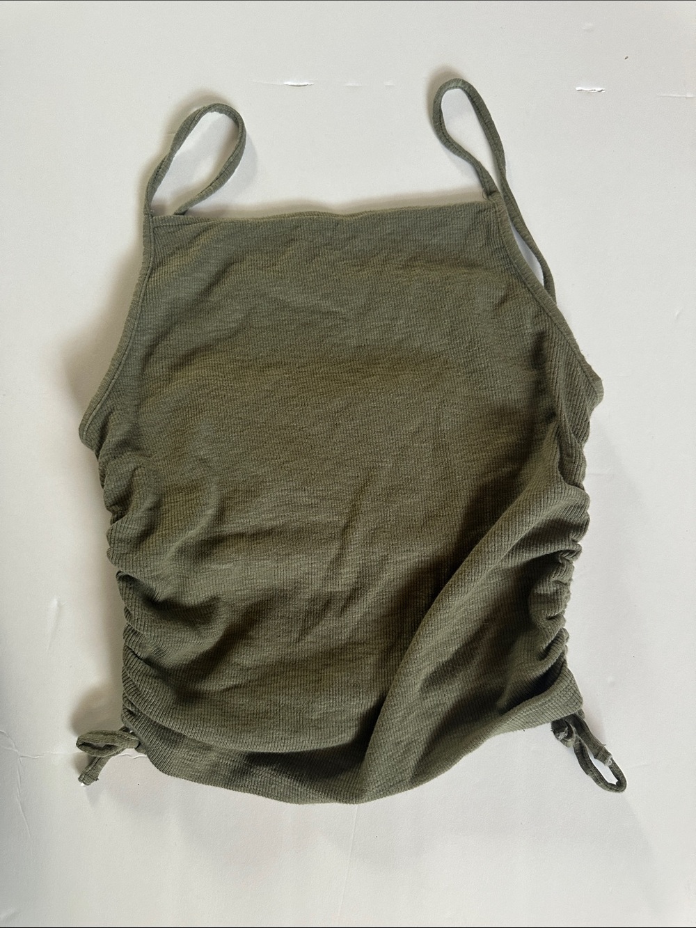 aerie Olive Ruched Side Cami